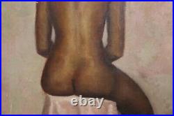 BEAUTIFUL1940s AFRICAN AMERICAN NUDE WOMAN FIGURATIVE PAINTING LOS ANGELES WPA