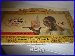 Black Americana -huge Cardboard Sign Mil-kay Vitamin Drinks