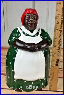 BLACK AMERICANA MAMMY AUNT JEMIMA COOKIE JAR Memories of Mama Green dress