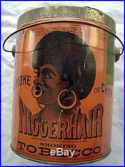 Black Americana N Bigger Hair Tobacco Tin With Original Tax Label