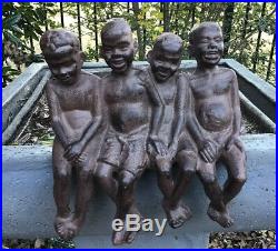 BLACK AMERICANA Vintage 4 BOYS SITTING Cast Iron