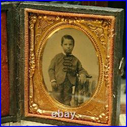 BOY 1/9 Plate Daguerreotype Ambro Tintype Thermoplastic red velvet Union Case