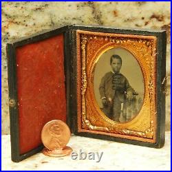 BOY 1/9 Plate Daguerreotype Ambro Tintype Thermoplastic red velvet Union Case