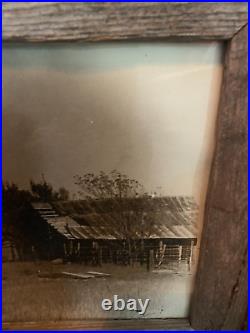 Barn antique Original Black White Photo Framed barn windmill Texas cattle ranch