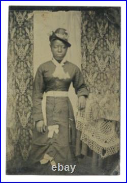 Beautiful Black Female 1860 Antique African American Elegant Ebony Woman Tintype