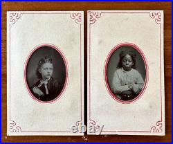 Best Friends White & African American Girls Tintype Photos 1800s Black Americana