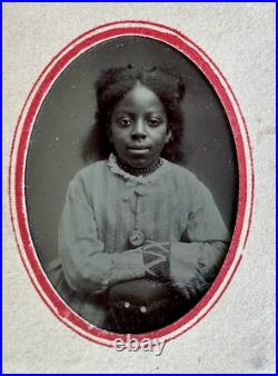 Best Friends White & African American Girls Tintype Photos 1800s Black Americana