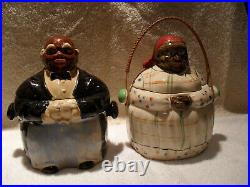 Black Americana 1930's Pair of Biscuit Cookie Jars