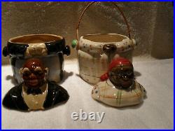 Black Americana 1930's Pair of Biscuit Cookie Jars