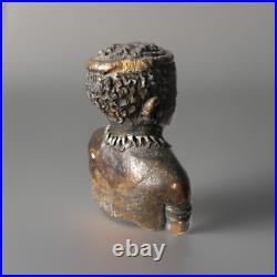 Black Americana African Ceramic Bust Female & Male Statuette 3,5 Tall Folk Art