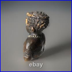 Black Americana African Ceramic Bust Female & Male Statuette 3,5 Tall Folk Art