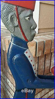 Black Americana Bellhop Cast Iron Vintage Statue Smoking Stand Bellboy