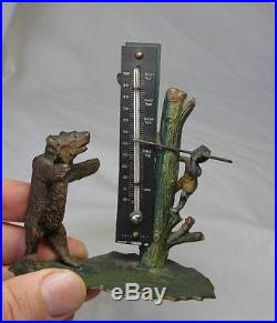 Black Americana Boy and Bear Heyde Germany c1900 Rare Hunting Thermometer