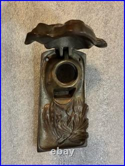 Black Americana Bronze Smiling Boy w Floppy Hat Antique 3 Piece Desk Set
