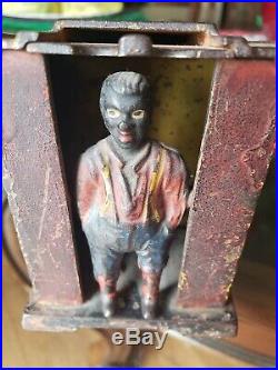 Black Americana Cast Iron Cabin Mechanical Bank J & E Stevens c 1885