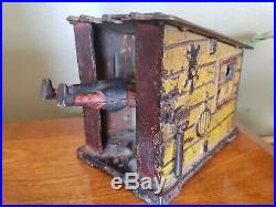 Black Americana Cast Iron Cabin Mechanical Bank J & E Stevens c 1885 READ