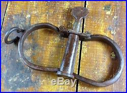 Black Americana Cast Iron Fixed Handcuffs Hand Cuff Set 1858 O'Brien Slave Trade
