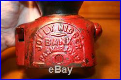 Black Americana Cast Iron JOLLY N Mechanical Bank Shepard Hardware c 1882