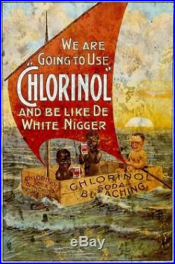 Black Americana Chlorinol Soda Bleaching Heavy Duty USA Made Metal Adv Sign