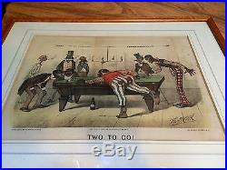 Black Americana Currier & Ives Two To Go! Chromolithograph Print Framed