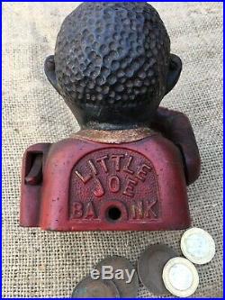 Black Americana Genuine 1920s Antique Negro Little Joe Bank Cast Iron Moneybox