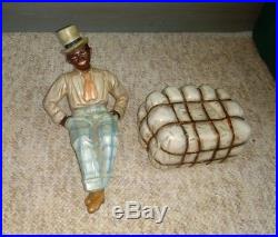 Black Americana German Bisque Porcelain Man Cotton Bale Figurine