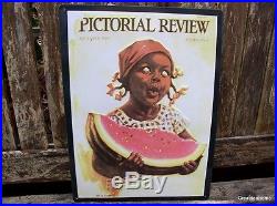 Black Americana Girl Eating Watermelon Home Decor Sign Vintage Look