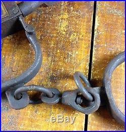 Black Americana Iron Handcuffs Brass Tags Keys For Negro Woman or Child Only