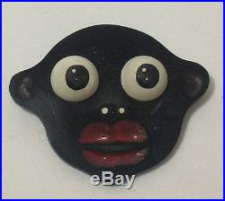Black Americana Jewelry Early Rare Caricature Back Face Broach Vintage 1900's