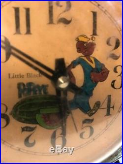 Black Americana Little Black Popeye Westclox Wind-Up Alarm Clock Vintage