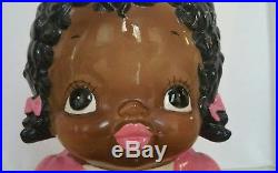Black Americana Little Girl Cookie Jar Pink Dress Ca. 1978 Made for Sears Japan