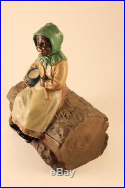 Black Americana Mammy Sculpture Johann Maresch Tobacco Jar Pottery #3499 Signed