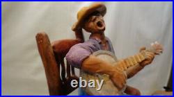 Black Americana Musician Singing Banjo Player Chair Whiskey SCULPTURE STATUE