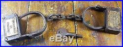 Black Americana Pre CIVIL War Style Woman Or Child Size Iron Handcuffs Turn Key