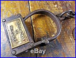 Black Americana Pre CIVIL War Style Woman Or Child Size Iron Handcuffs Turn Key