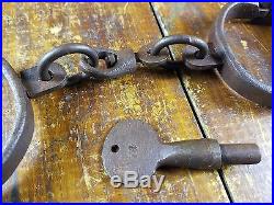 Black Americana Pre CIVIL War Style Woman Or Child Size Iron Handcuffs Turn Key