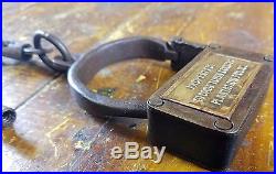 Black Americana Pre CIVIL War Style Woman Or Child Size Iron Handcuffs Turn Key