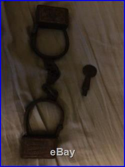 Black Americana Pre CIVIL War Style Woman Or Child Size Iron Handcuffs With Key
