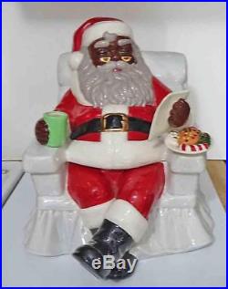Black Americana Santa Sitting in Chair Cookie Jar by Artist Carol Gifford