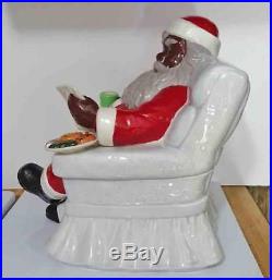 Black Americana Santa Sitting in Chair Cookie Jar by Artist Carol Gifford