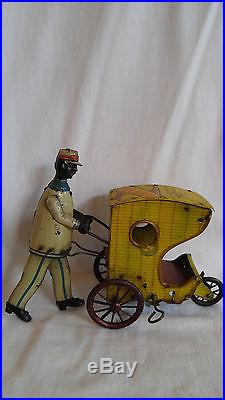 Black Americana Strauss Rollo Chair Antique Clockwork Tin Wind Up Toy
