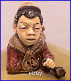 Black Americana Tobacco Jarhumidormajolica Figuralblack Man Holding Pipe