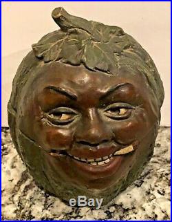 Black Americana Watermelonsmiling Black Mans Facejmterra Cotta Tobacco Jar