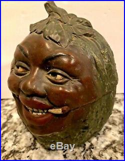 Black Americana Watermelonsmiling Black Mans Facejmterra Cotta Tobacco Jar