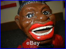 Black Americana coin bank 1 of 5 vintage Red Jolly Mechanical Coin Cast Iron