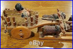 Black Americana rare wooden oxcart toy with Celluloid figures 1920s