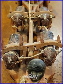 Black Americana rare wooden oxcart toy with Celluloid figures 1920s