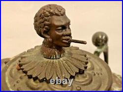 Black Americanaman Smoking Cigartobacco Jarcopper1850so Rare! Spectacular