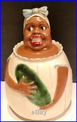 Black Americanaweller Potterywoman/ Watermelon Cookie Jarextremely Rare