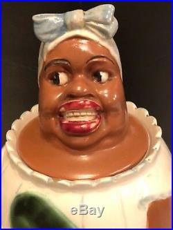 Black Americanaweller Potterywoman/ Watermelon Cookie Jarextremely Rare